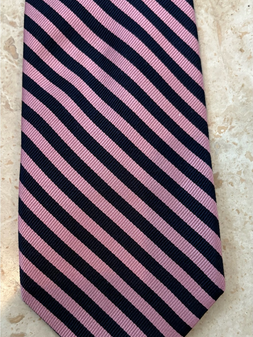 Jos. A. Bank Navy and Pink Diagonal Stripe Silk Tie